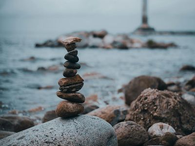 Minimalist stone stack representing perfect balance and peace